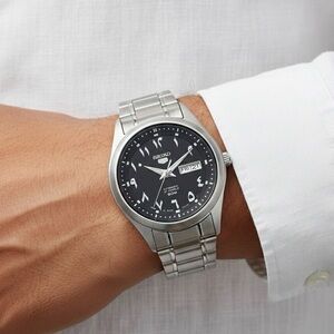 New Authentic Seiko 5 Automatic Black Arabic Dial Men's Watch